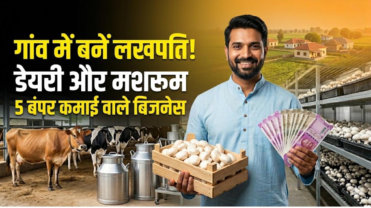 गांव में रहकर बनें लखपति! डेयरी और मशरूम की खेती सहित ये 5 बिजनेस देंगे बंपर कमाई; आज ही करें शुरुआत
